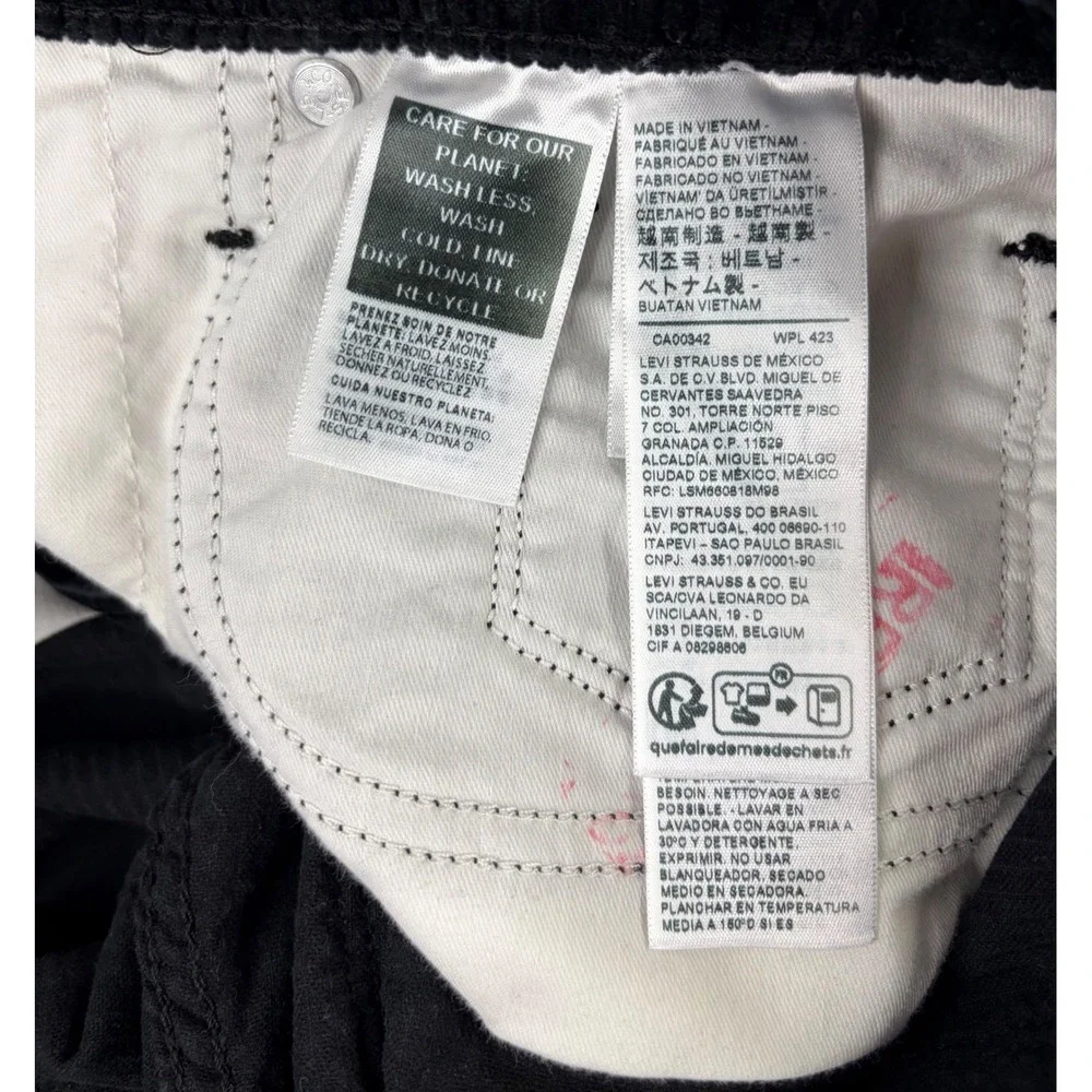 Levi's Black Corduroy Pants Mens 31x30 Slim Fit Stretch 5 Pocket Casual